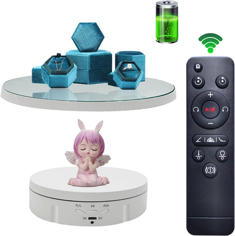 JAYEGT 2 in 1 Motorized Rotating Display Stand with 5.74 /8.66 inch Replacement Mirror Cover，Max 22lbs Load with Remote controller , 360 Degree Electronic Turntable Display Stand for Photography - Image 1